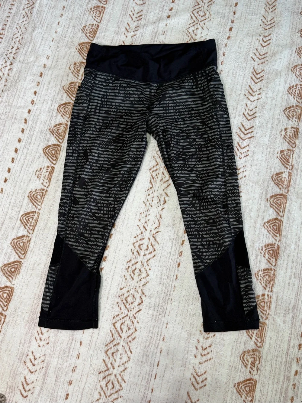 Lululemon Black and gray striped Athletic Leggings